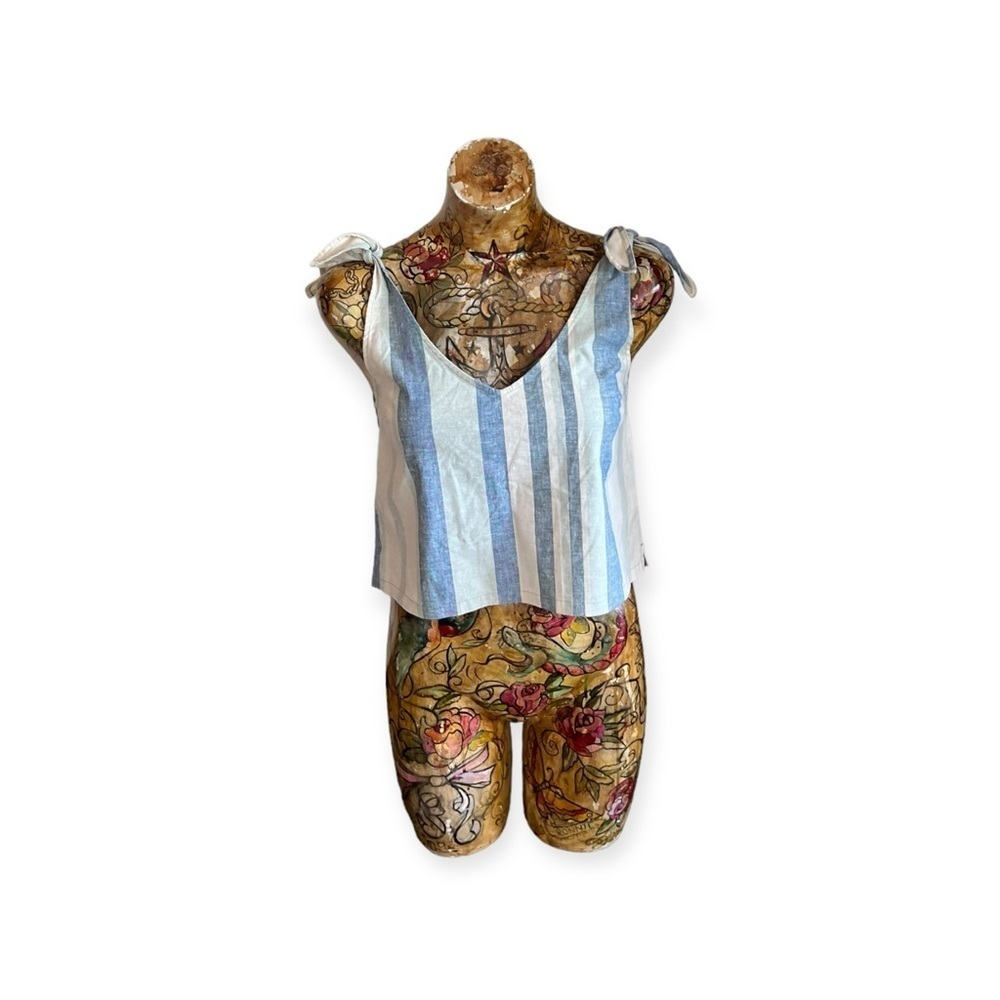 UpWest crop top blue stripes sleeveless XS summer